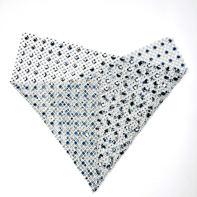 Multi Color Square Glass & Rhinestone Net Fabric Supplier