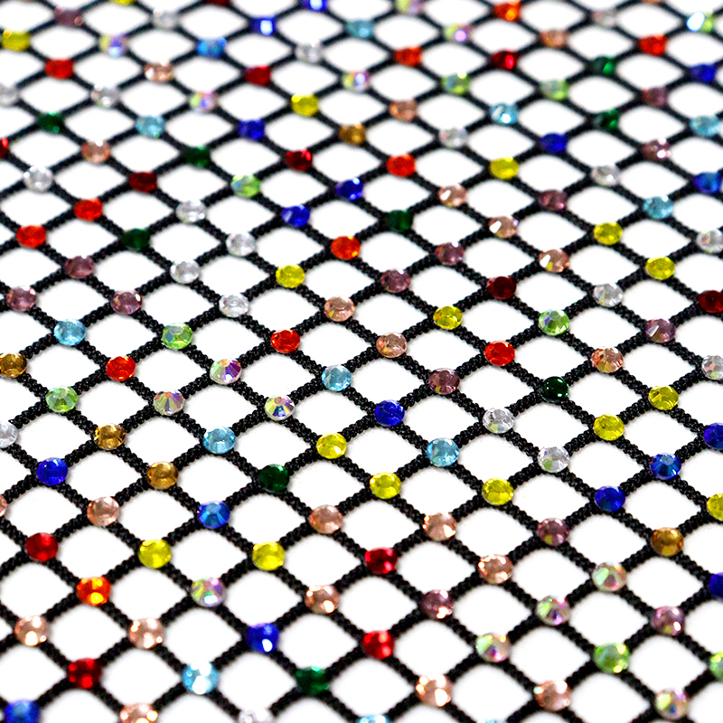 SS10 Black Crystal Mesh Fabric Factory