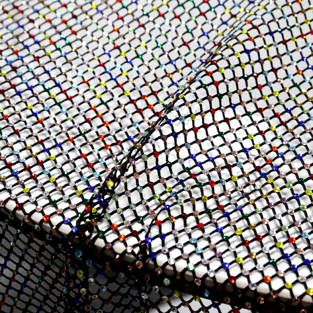 SS10 Black Crystal Mesh Fabric Factory
