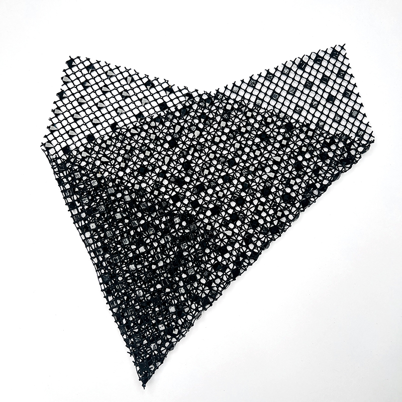 Multi Color Square Glass & Rhinestone Net Fabric Supplier