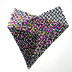 Multi Color Square Glass & Rhinestone Net Fabric Supplier