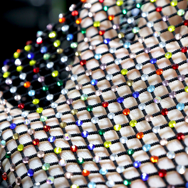 SS10 Black Crystal Mesh Fabric Factory