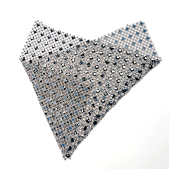 Multi Color Square Glass & Rhinestone Net Fabric Supplier