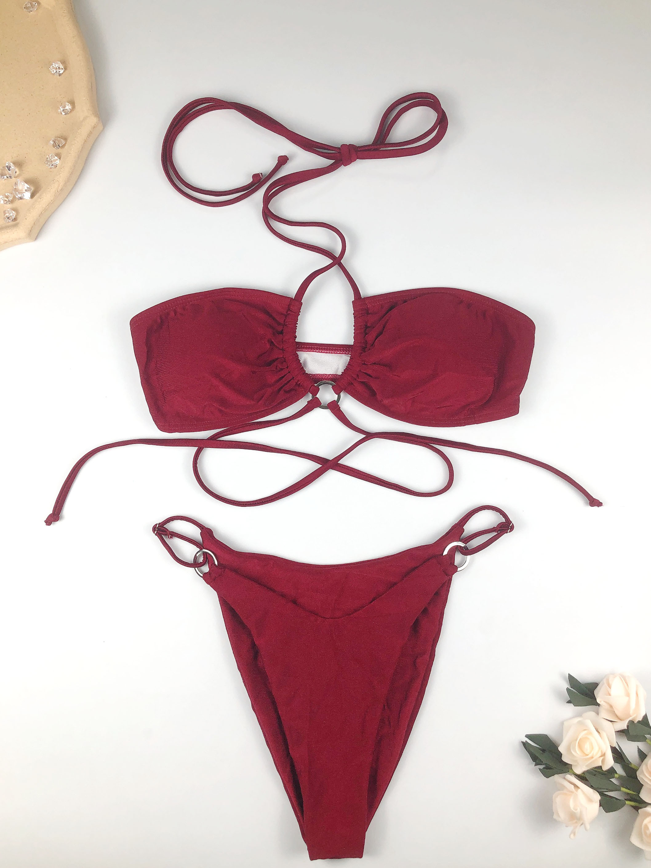Halter Bandage Design Swimming Bathing Suit Factory