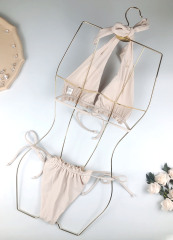 Side Tie Ruffles Hem Triangle Bathing Suit Custom