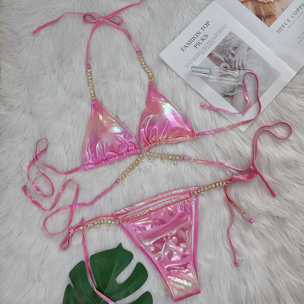 Gradient Color Leather Bathing Suit with Crystal Tassel Fringe Manufacturer