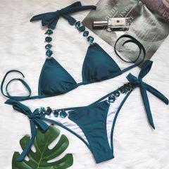 Luxury Rhinestone Chain Decor Triangle Bikinis Sets Wholesale