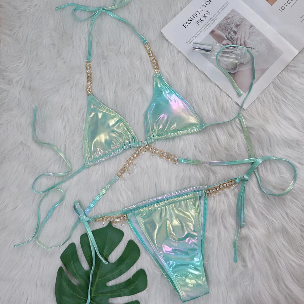 Gradient Color Leather Bathing Suit with Crystal Tassel Fringe Manufacturer