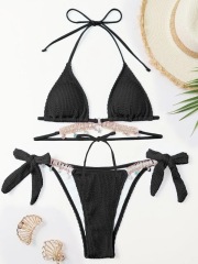Bling Bedazzled Tassel Chain Pleated Fabric Bathing Suit Factory