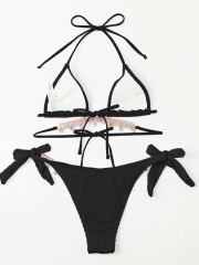 Bling Bedazzled Tassel Chain Pleated Fabric Bathing Suit Factory