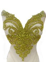 Large Green Rhinestone Bodice Appliques for Wedding Dress Supplier