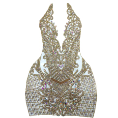 Multi Color Full Beaded Diamond Bodice Appliques Manufacturer