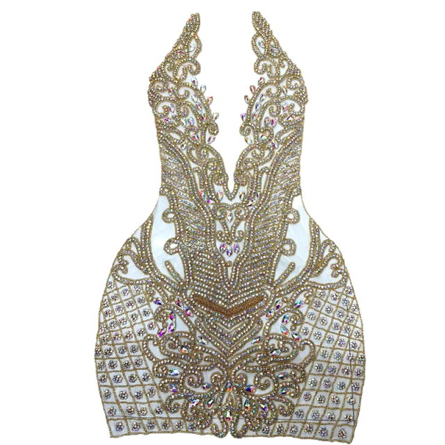 Multi Color Full Beaded Diamond Bodice Appliques Manufacturer