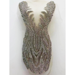 Large Beaded Rhinestone Bodice Applique for Wedding Dress Custom