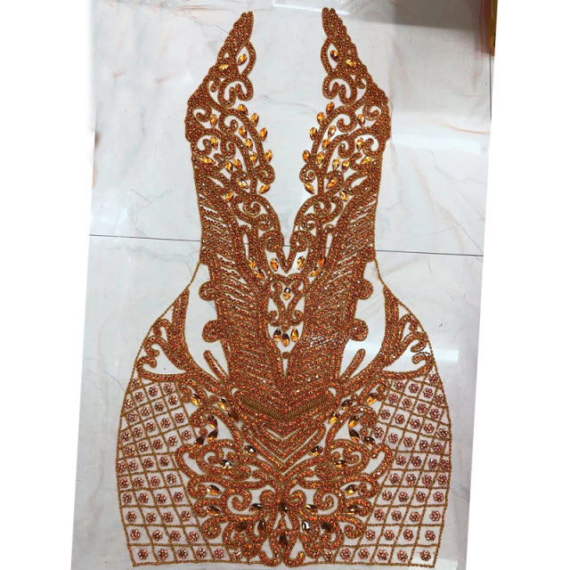 Multi Color Full Beaded Diamond Bodice Appliques Manufacturer