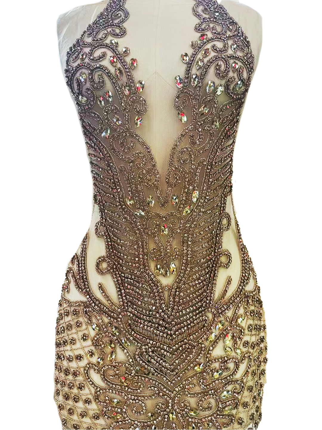 Multi Color Full Beaded Diamond Bodice Appliques Manufacturer