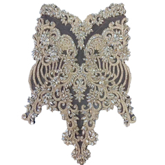 Pink Beaded Diamond Bridal Bodice Applique for Dress Exporter