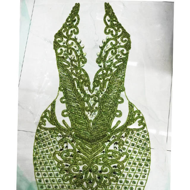 Multi Color Full Beaded Diamond Bodice Appliques Manufacturer