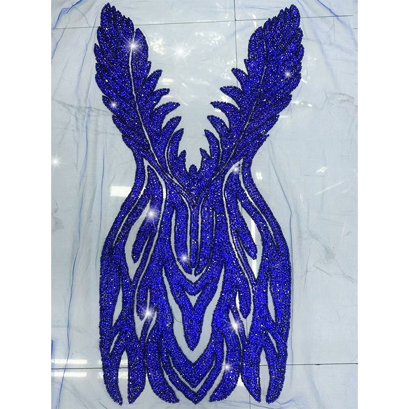 Large Beaded Rhinestone Bodice Applique for Wedding Dress Custom
