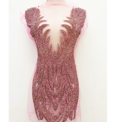 Large Beaded Rhinestone Bodice Applique for Wedding Dress Custom