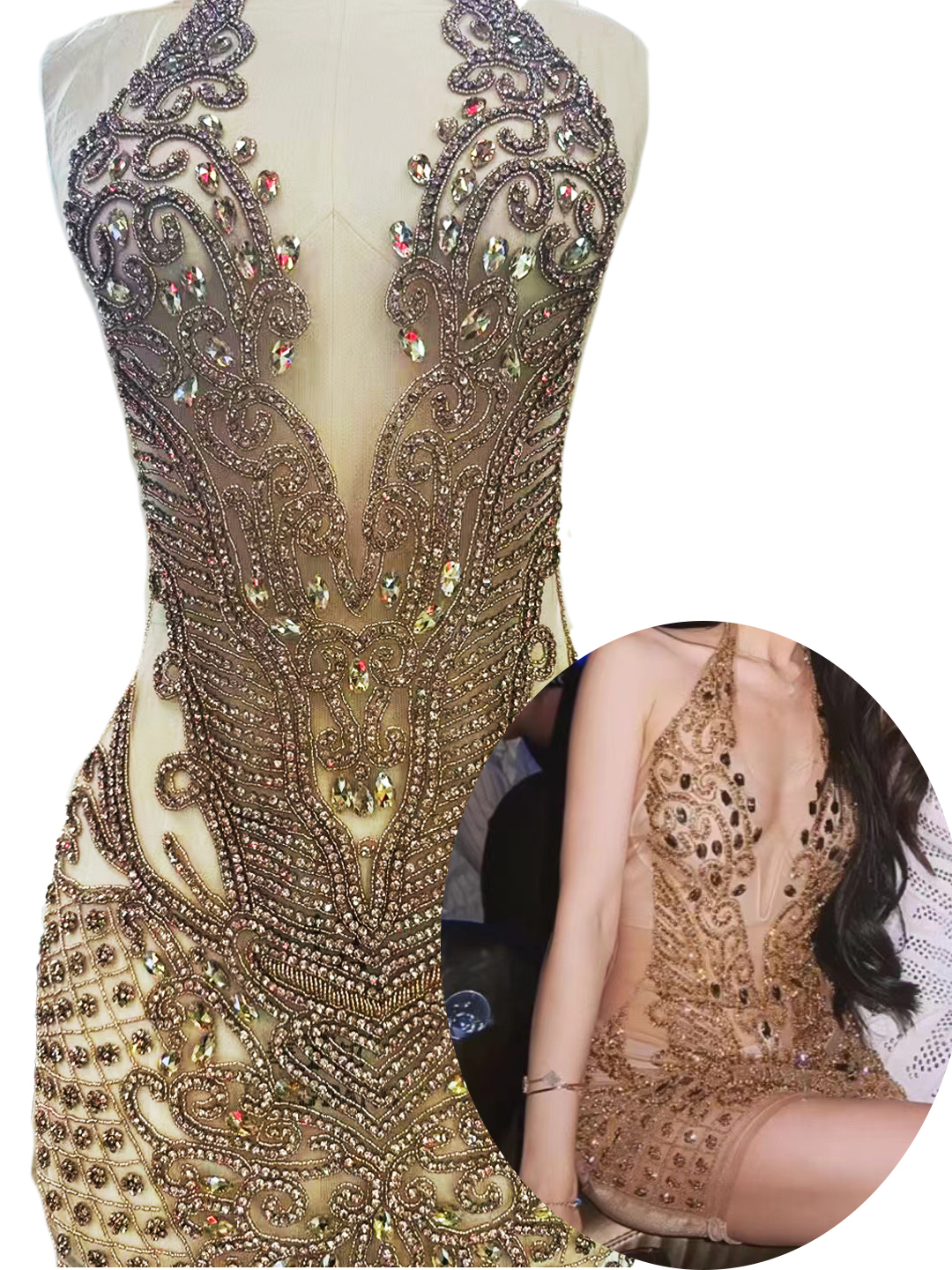 Multi Color Full Beaded Diamond Bodice Appliques Manufacturer