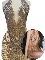 Multi Color Full Beaded Diamond Bodice Appliques Manufacturer