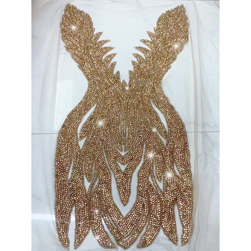 Large Beaded Rhinestone Bodice Applique for Wedding Dress Custom