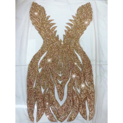 Large Beaded Rhinestone Bodice Applique for Wedding Dress Custom