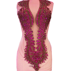 Large Beaded Sequins Crystal Bridal Bodice Applique Manufacturer