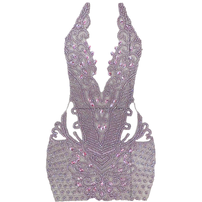 Multi Color Full Beaded Diamond Bodice Appliques Manufacturer