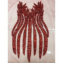 Silver Sequins Beaded Diamond Bodice Appliques for Dress Wholesale
