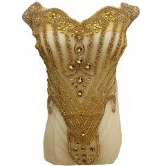 Blue Beaded Diamond Bridal Bodice Applique Factory