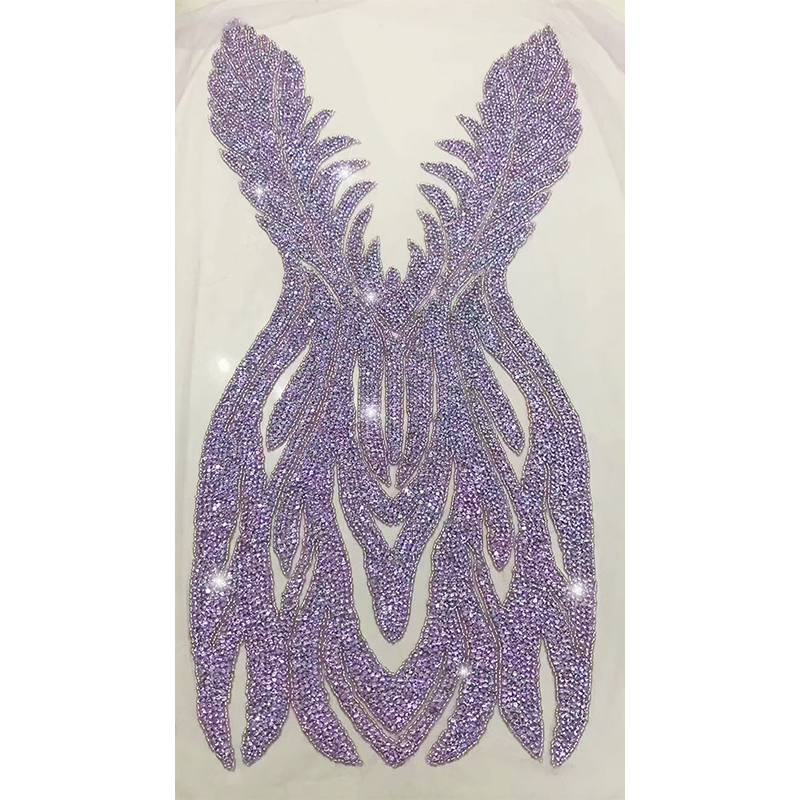 Large Beaded Rhinestone Bodice Applique for Wedding Dress Custom