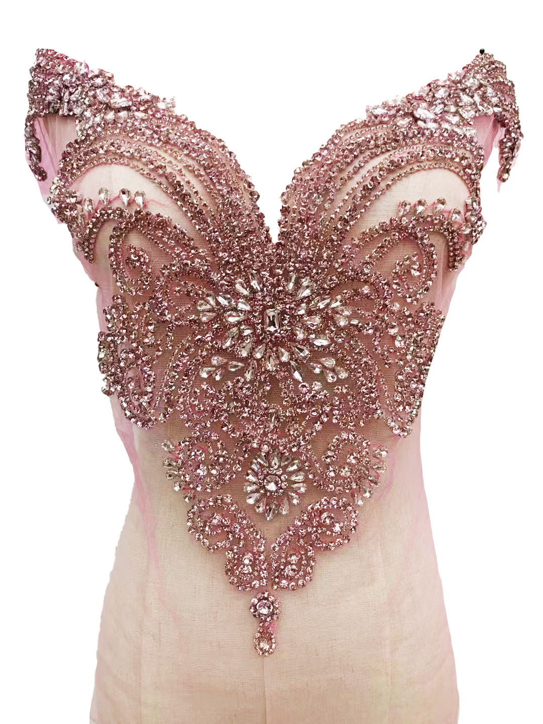 Large Green Rhinestone Bodice Appliques for Wedding Dress Supplier