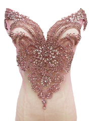 Large Green Rhinestone Bodice Appliques for Wedding Dress Supplier