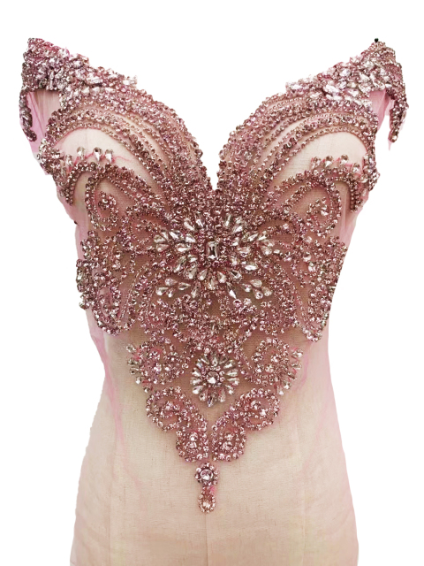 Large Green Rhinestone Bodice Appliques for Wedding Dress Supplier