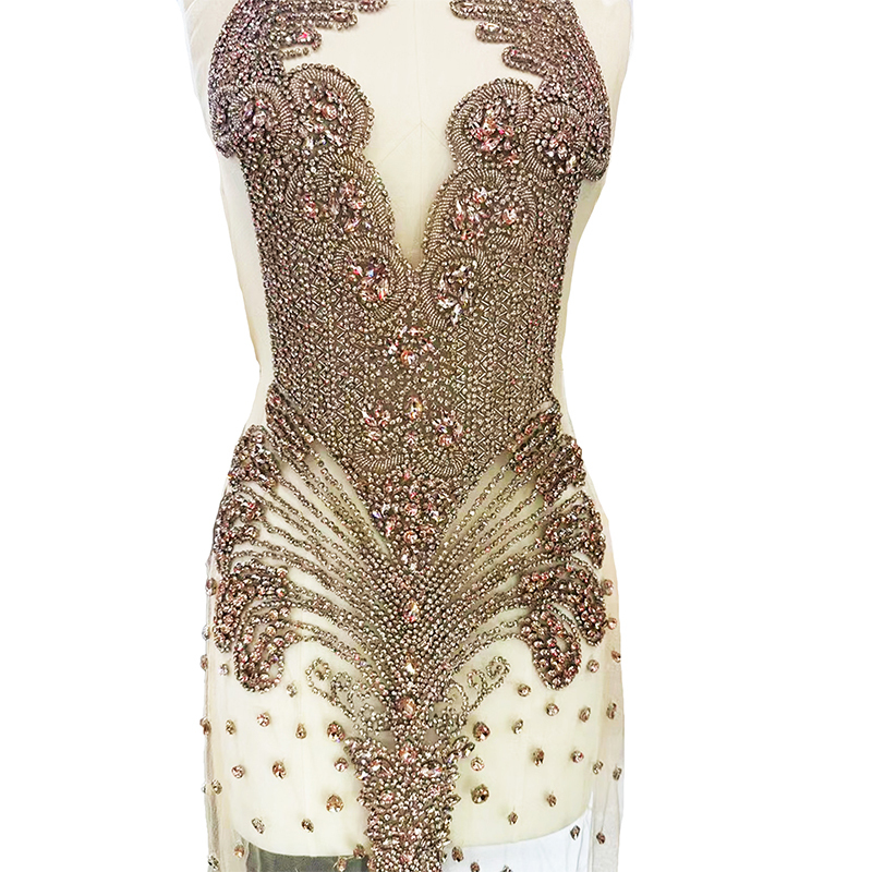 Colorful Beaded Rhinestone Bodice Appliques Supplier