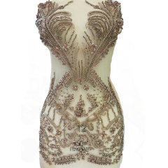Black Full Beaded Crystal Bodice Applique Custom