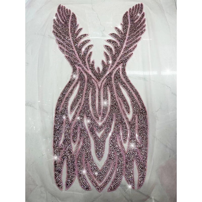 Large Beaded Rhinestone Bodice Applique for Wedding Dress Custom