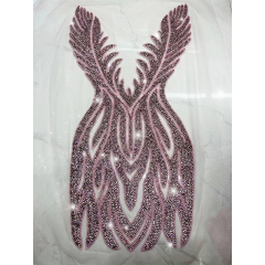 Large Beaded Rhinestone Bodice Applique for Wedding Dress Custom