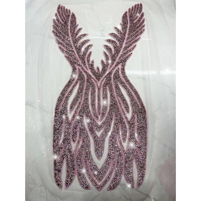 Large Beaded Rhinestone Bodice Applique for Wedding Dress Custom