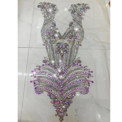 Purple Large Beaded Crystal Bodice Appliques Factory