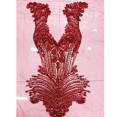 Purple Large Beaded Crystal Bodice Appliques Factory