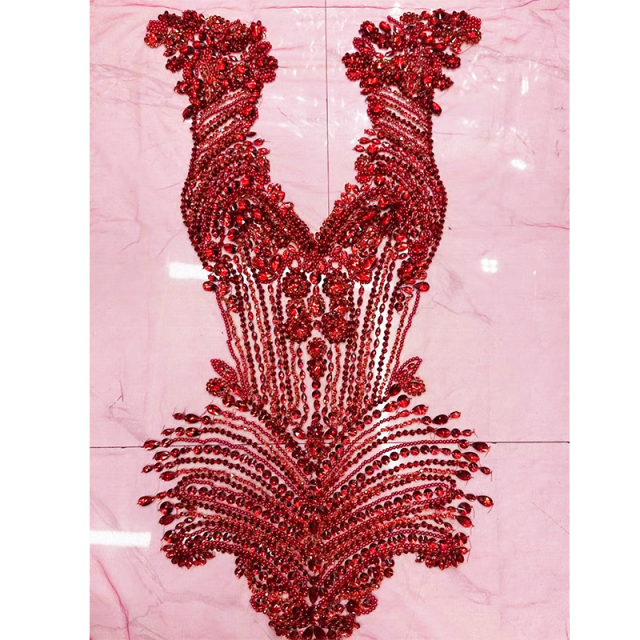 Purple Large Beaded Crystal Bodice Appliques Factory