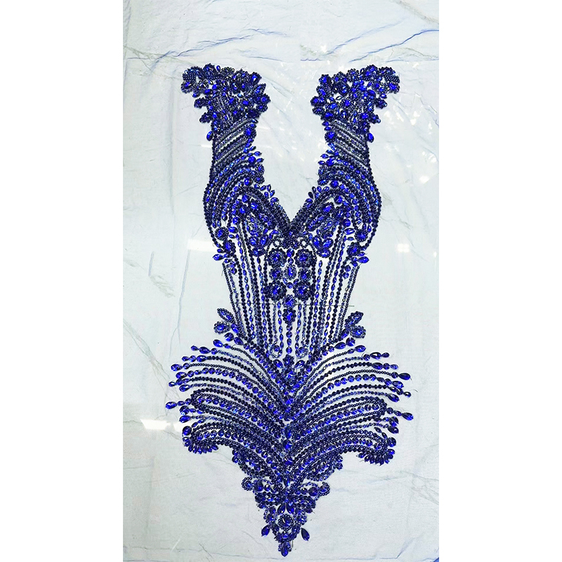 Purple Large Beaded Crystal Bodice Appliques Factory
