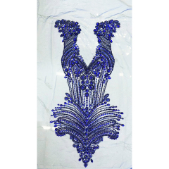 Purple Large Beaded Crystal Bodice Appliques Factory