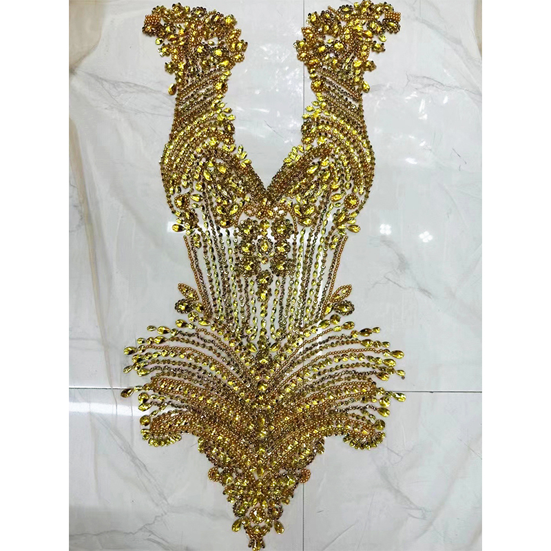 Purple Large Beaded Crystal Bodice Appliques Factory