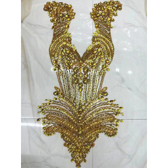 Purple Large Beaded Crystal Bodice Appliques Factory