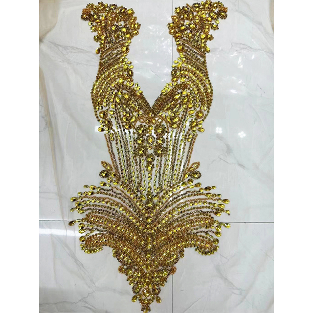 Purple Large Beaded Crystal Bodice Appliques Factory