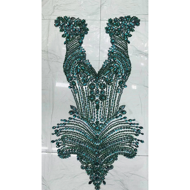 Purple Large Beaded Crystal Bodice Appliques Factory